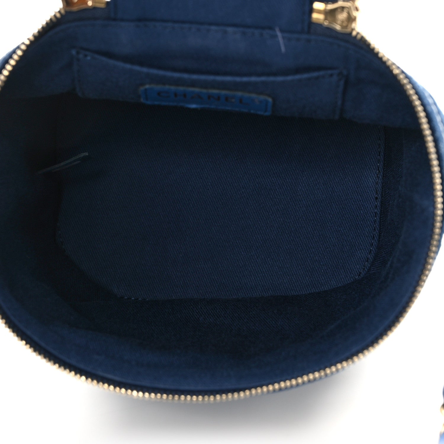 Chanel Denim Quilted Denim Trip Vanity Cosmetic Case Blue 5 of 14