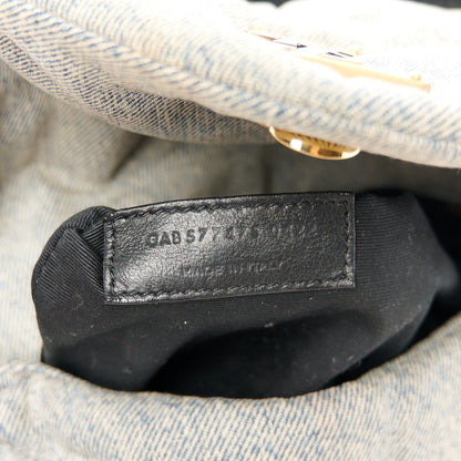 Saint Laurent Denim Quilted Medium Loulou Puffer Monogram Chain Satchel Blue Black 7 of 10