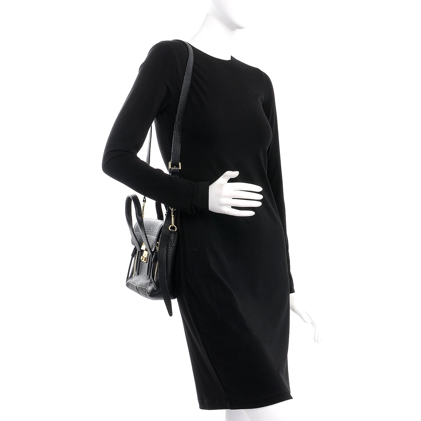 3.1 Textured Calfskin Mini Pashli Satchel Black