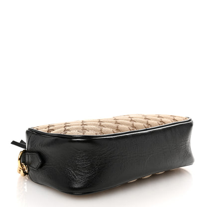 Gucci Monogram Matelasse Diagonal Small GG Marmont Chain Shoulder Bag Beige Black 4 of 11