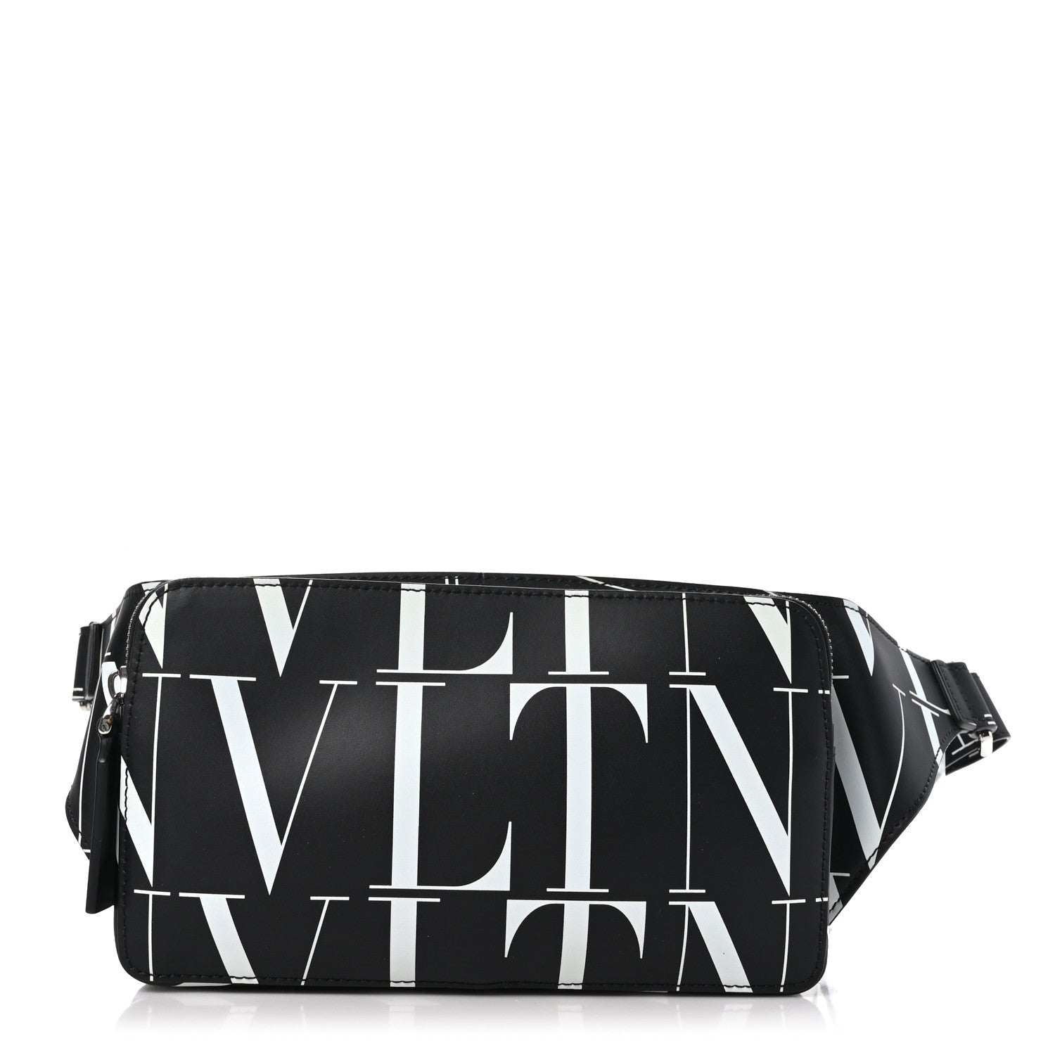 Valentino Garavani Calfskin Mens VLTN Belt Bag Black White 1 of 9