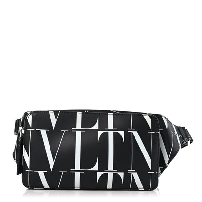 Valentino Garavani Calfskin Mens VLTN Belt Bag Black White 1 of 9
