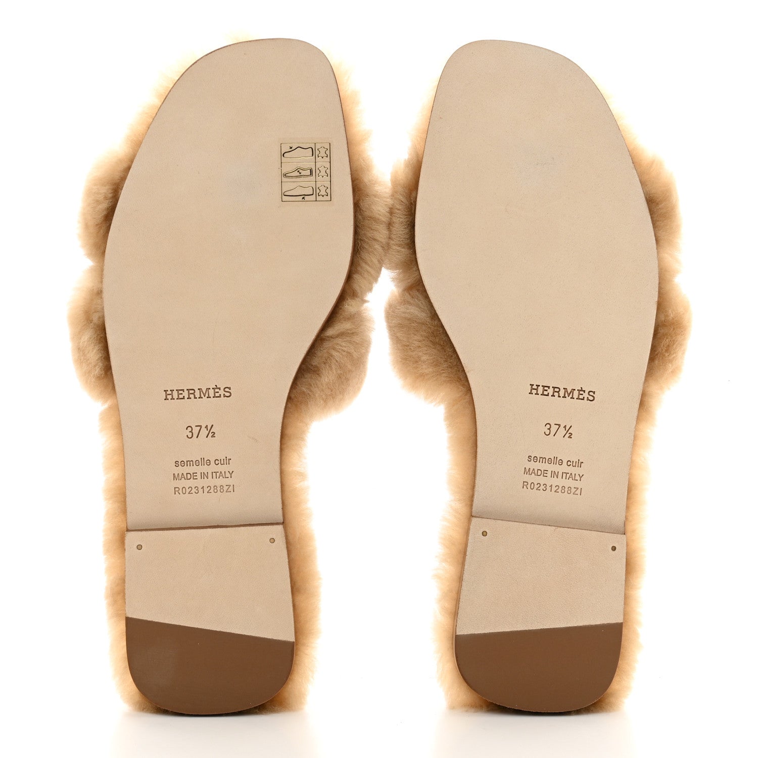 Hermes Woolskin Oran Sandals 37.5 Beige Argile 5 of 8