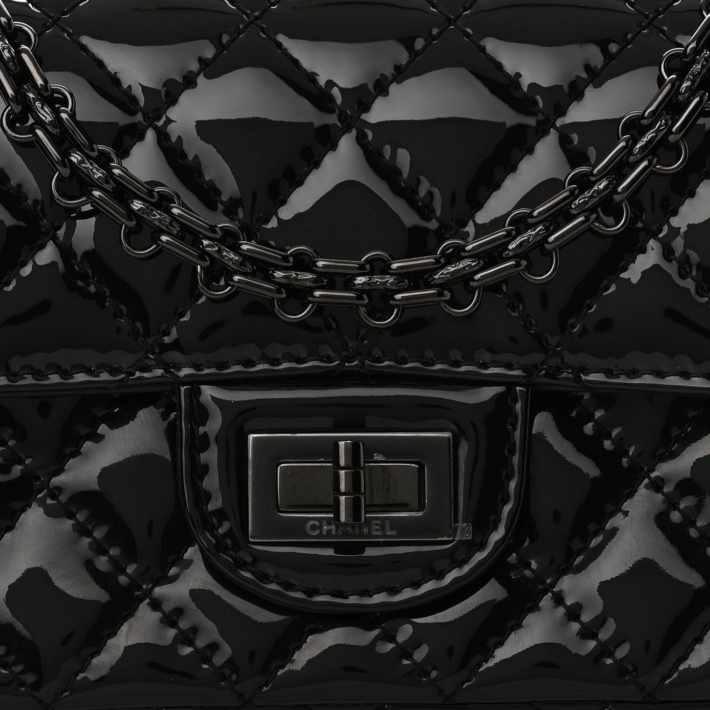 Patent Calfskin Quilted 2.55 Reissue Mini Flap So Black