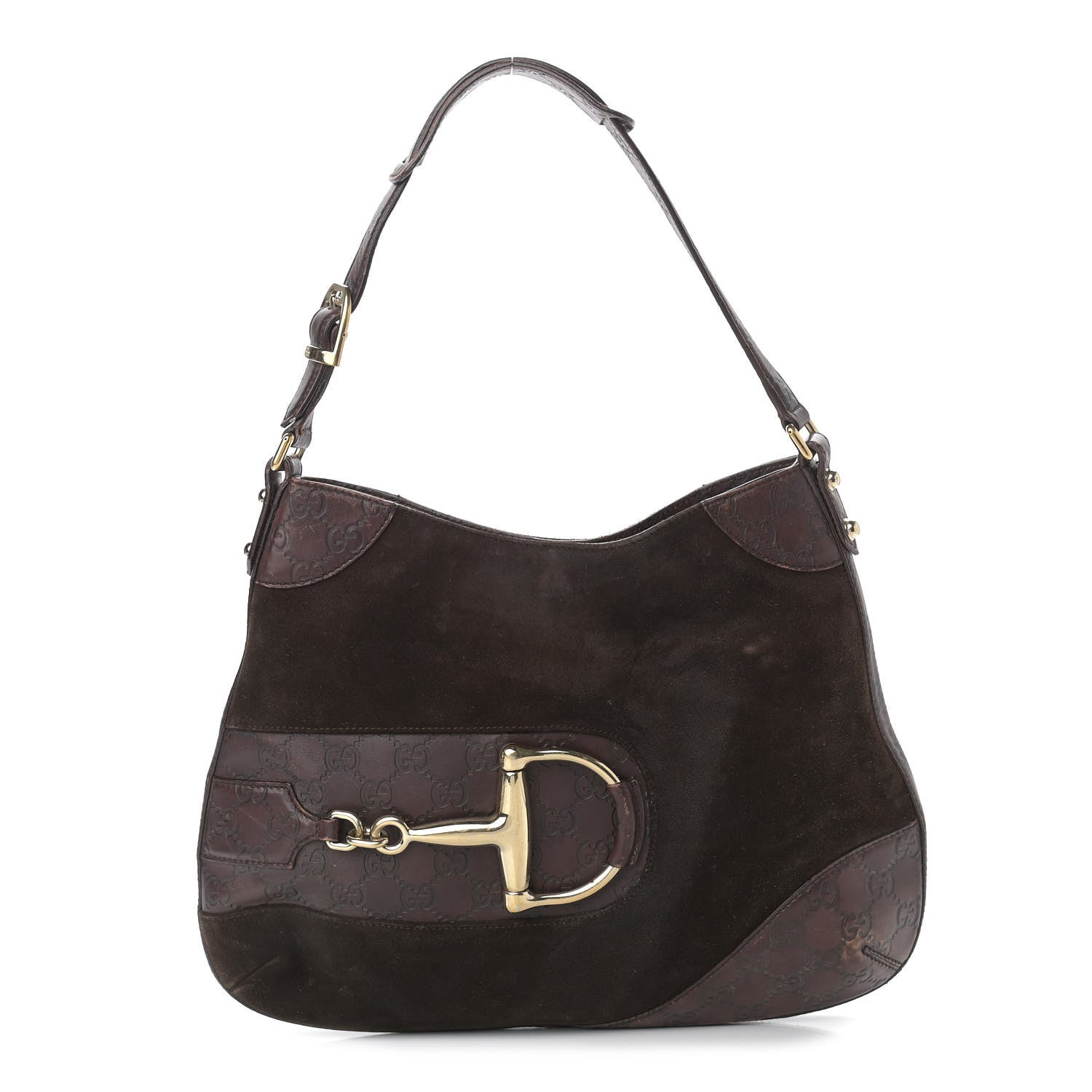 Gucci Guccissima Suede Hasler Hobo Dark Brown 1 of 19
