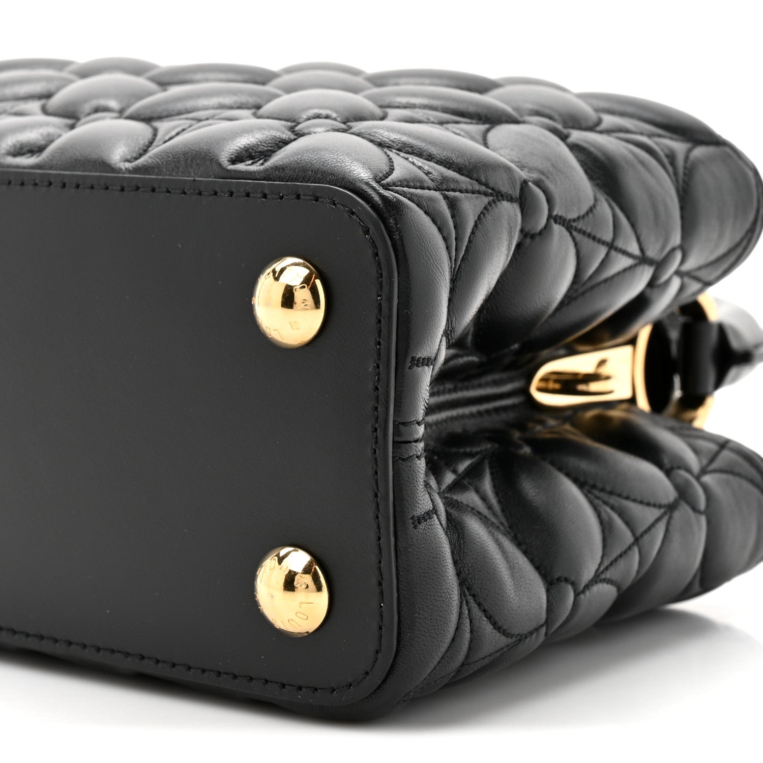 Louis Vuitton Lambskin Quilted Flower Capucines East West MM Black 10 of 12