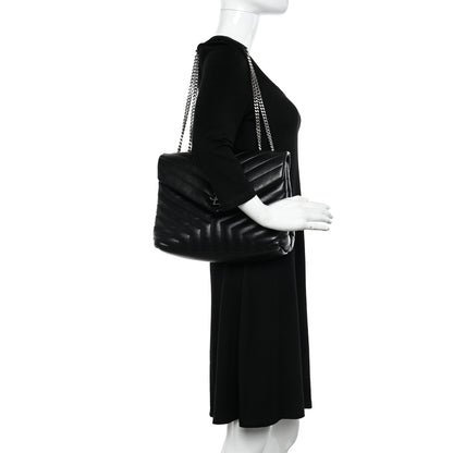Saint Laurent Calfskin Y Quilted Monogram Medium Loulou Chain Satchel Black 2 of 11