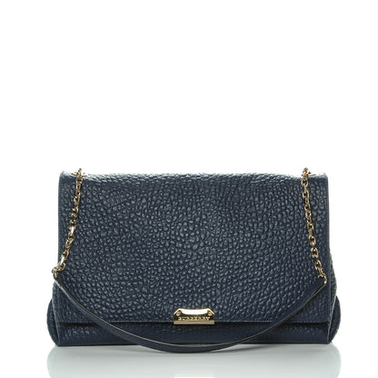 Burberry Signature Grain Large Mildenhall Shoulder Bag Blue 3 of 10