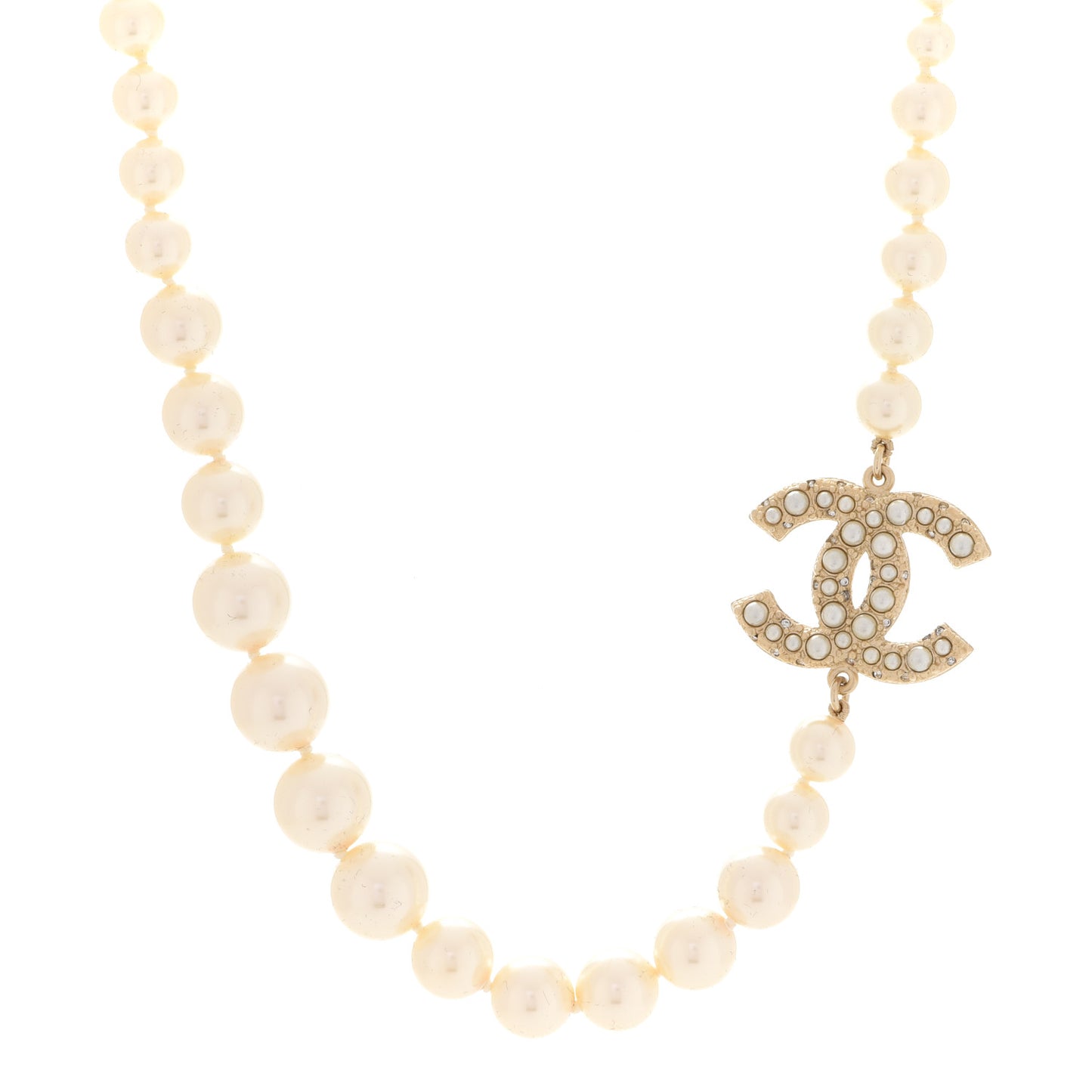 Pearl CC 100th Anniversary Necklace Light Gold