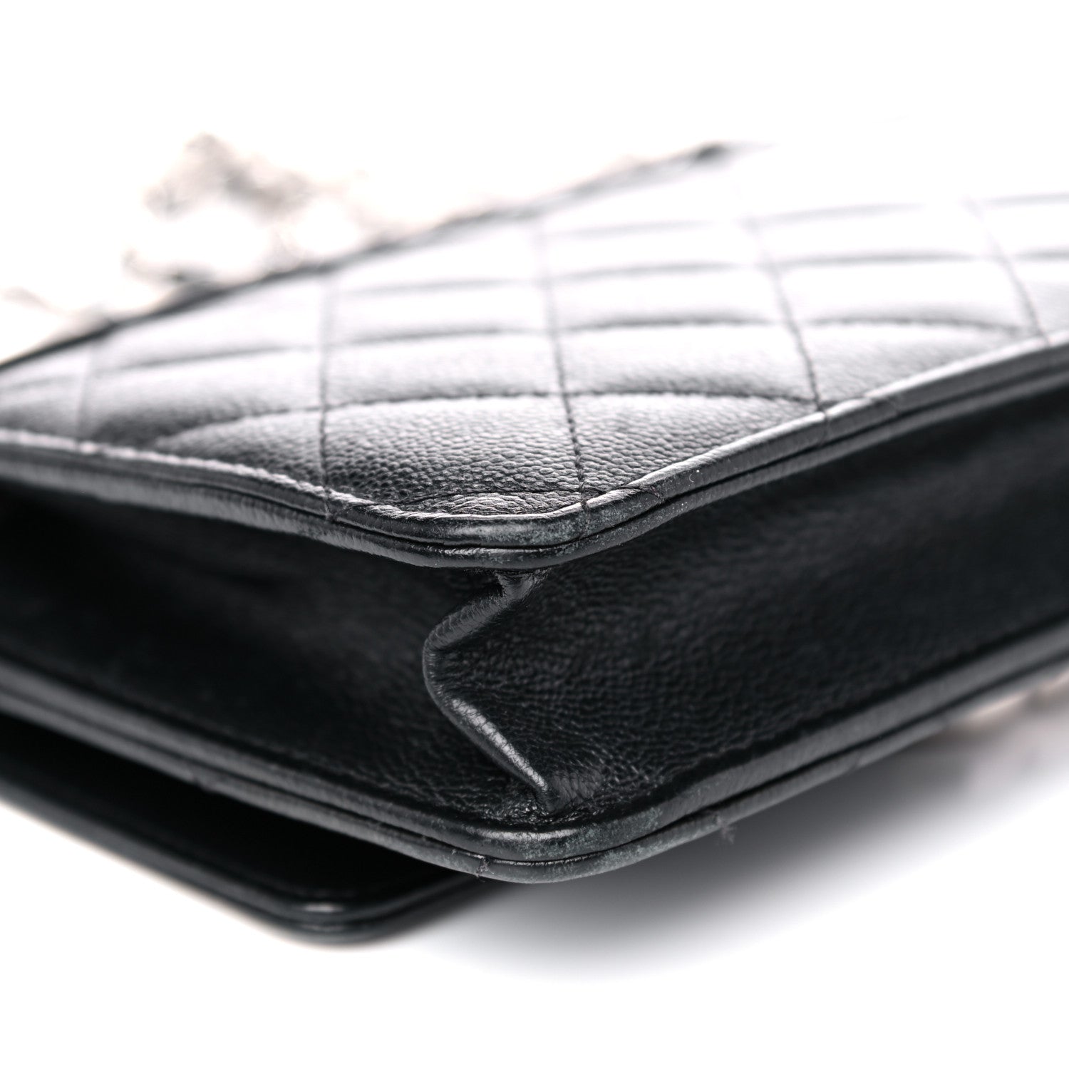 Chanel Grained Calfskin Quilted CC Box Wallet On Chain WOC Black 11 of 17