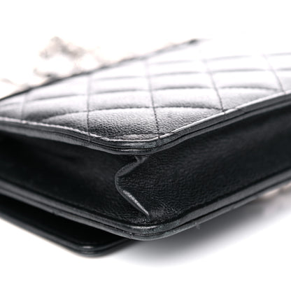 Chanel Grained Calfskin Quilted CC Box Wallet On Chain WOC Black 11 of 17