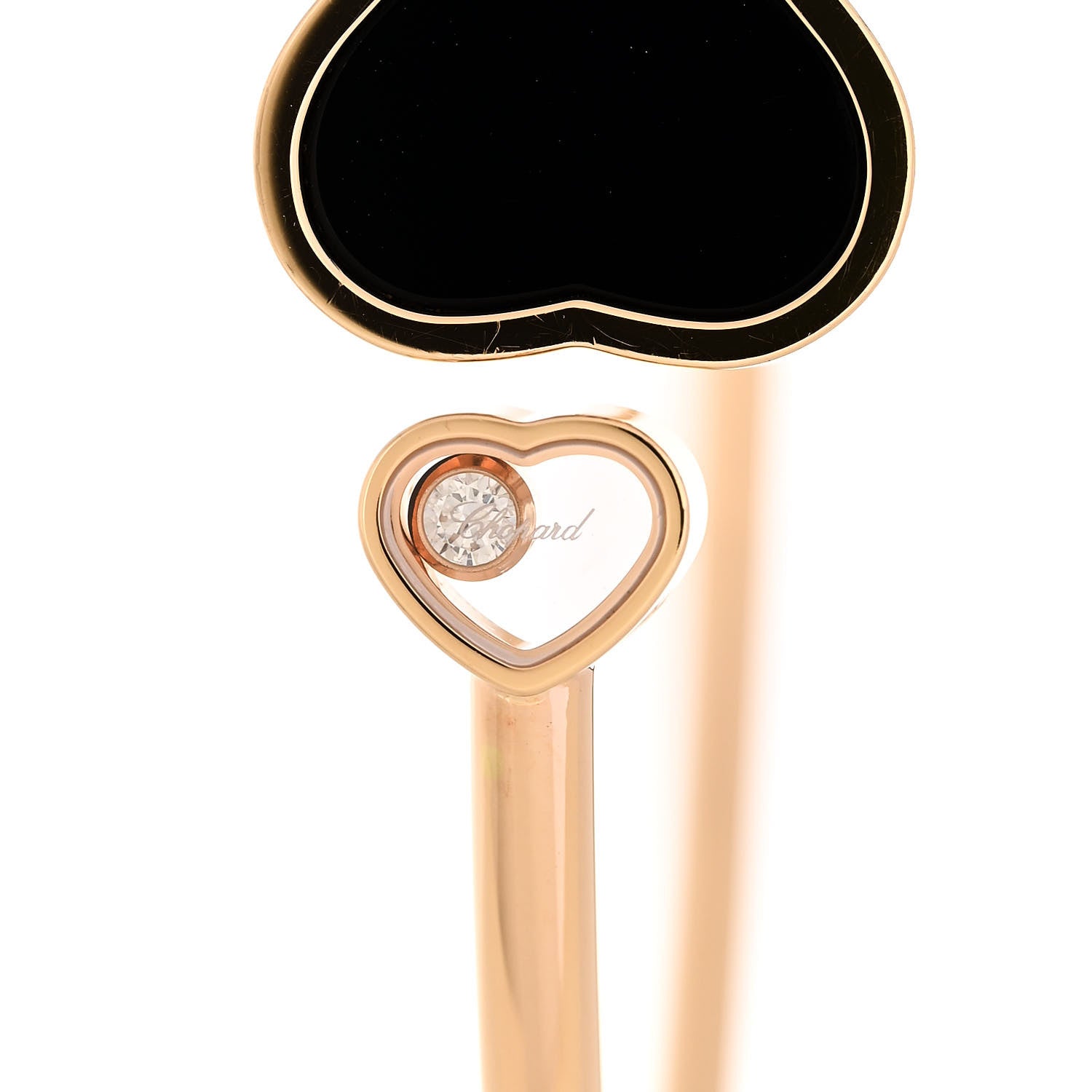 Chopard 18K Rose Gold Diamond Black Onyx Happy Hearts Bangle Bracelet 3 of 6