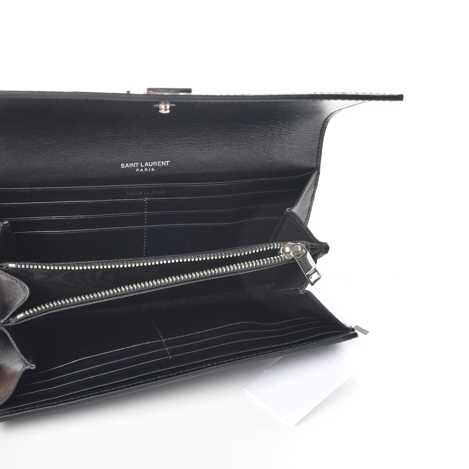 Saint Laurent Calfskin Crocodile Embossed Large Monogram Flap Wallet Black 5 of 7