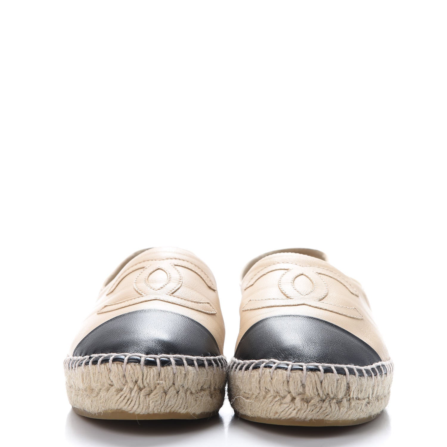 Chanel Lambskin CC Espadrilles 38 Beige Black 3 of 11