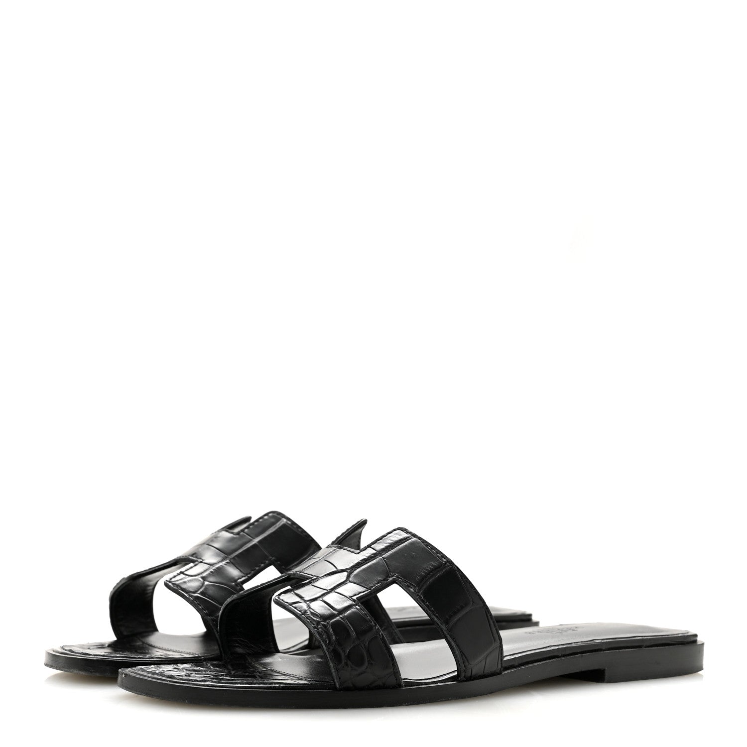 Hermes Matte Alligator Oran Sandals 36.5 Black 4 of 11