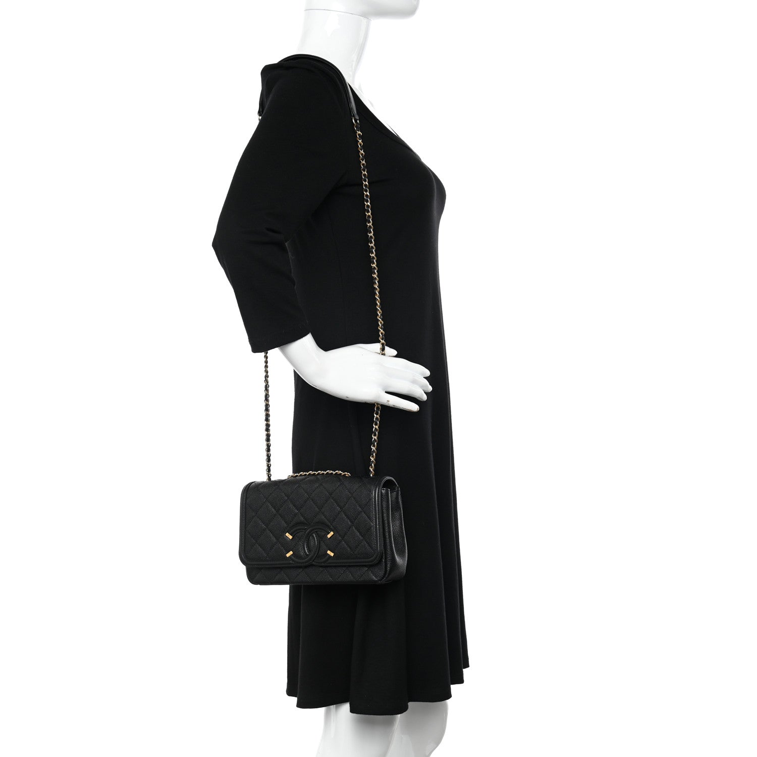 Chanel Caviar Quilted Small CC Filigree Flap Black 2 of 10