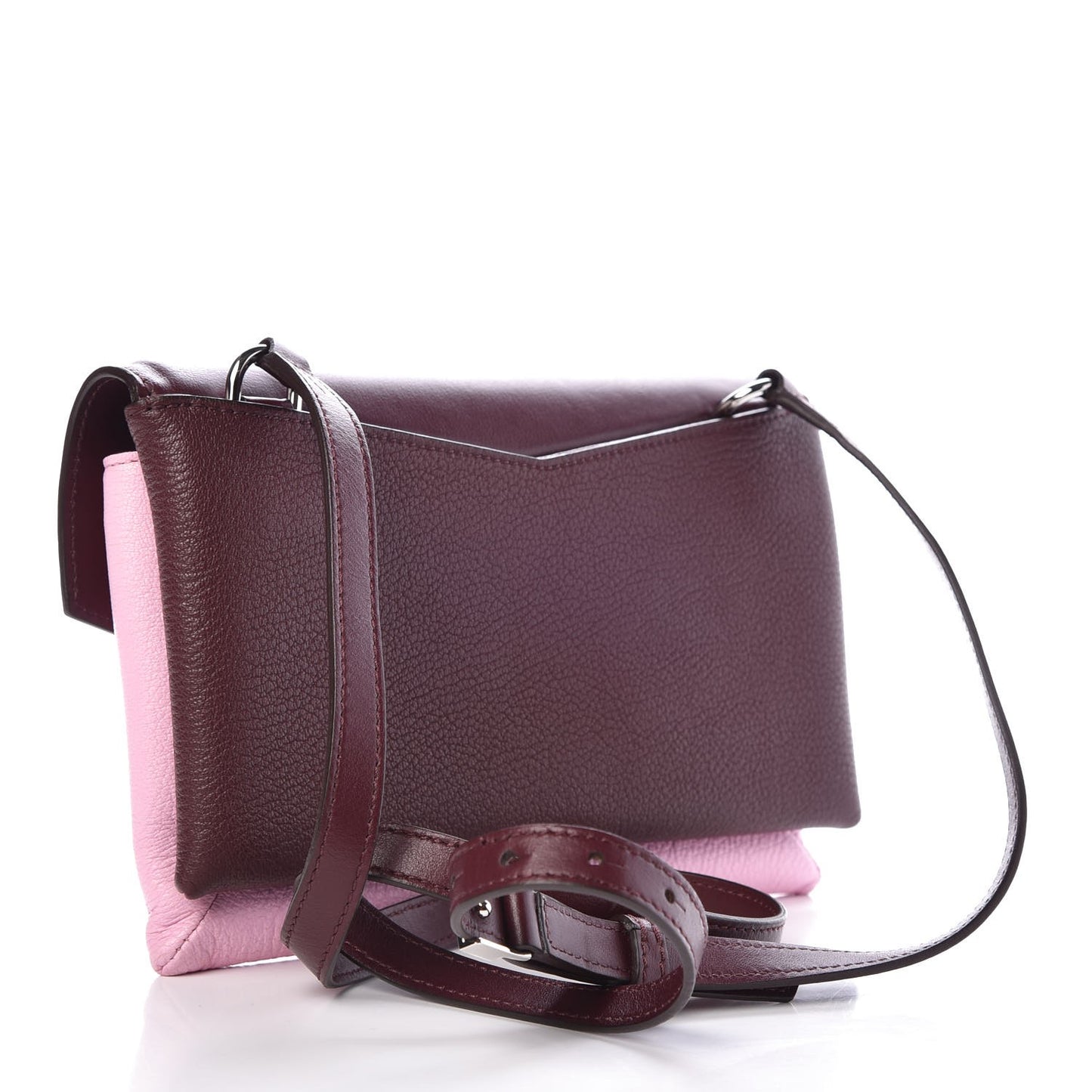 Calfskin Duetto Crossbody Bag Burgundy Pink