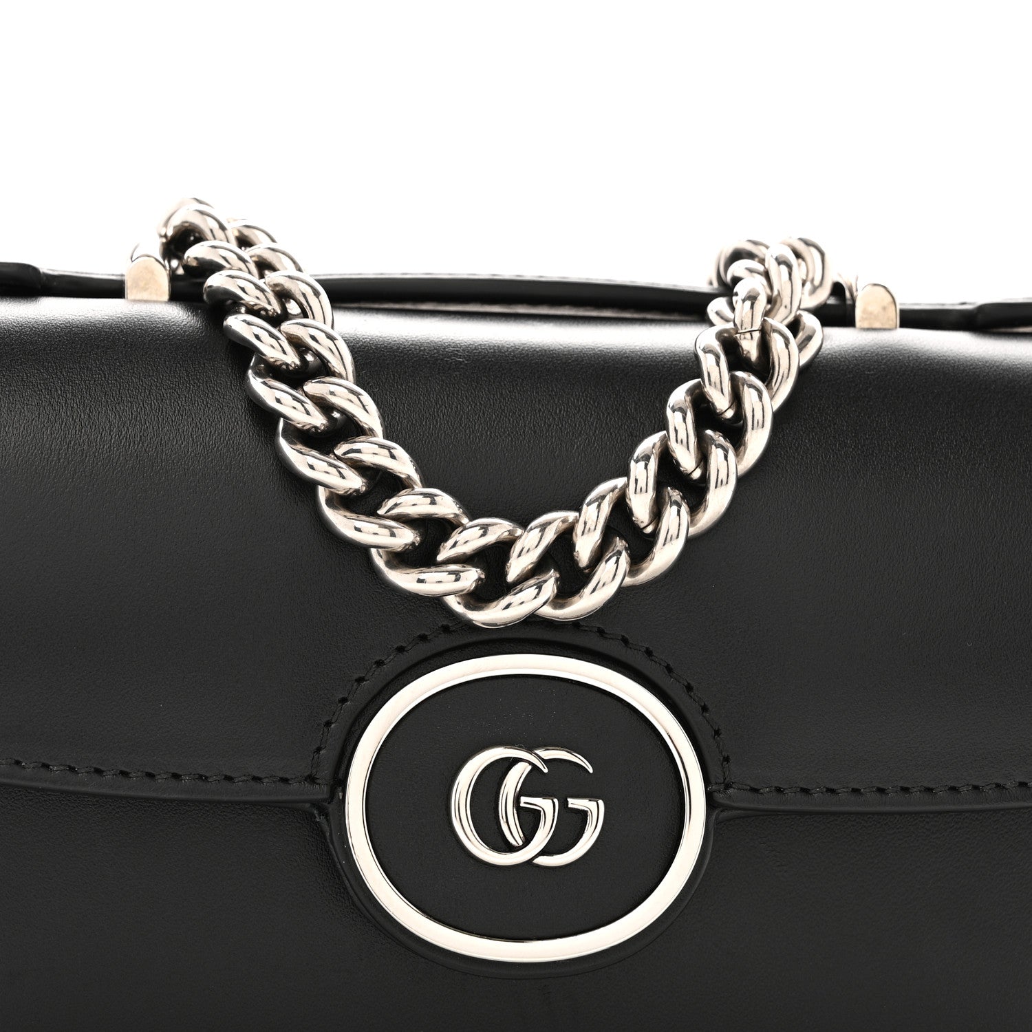 Gucci Senna Calfskin Petite GG Top Handle Shoulder Bag Black 8 of 13