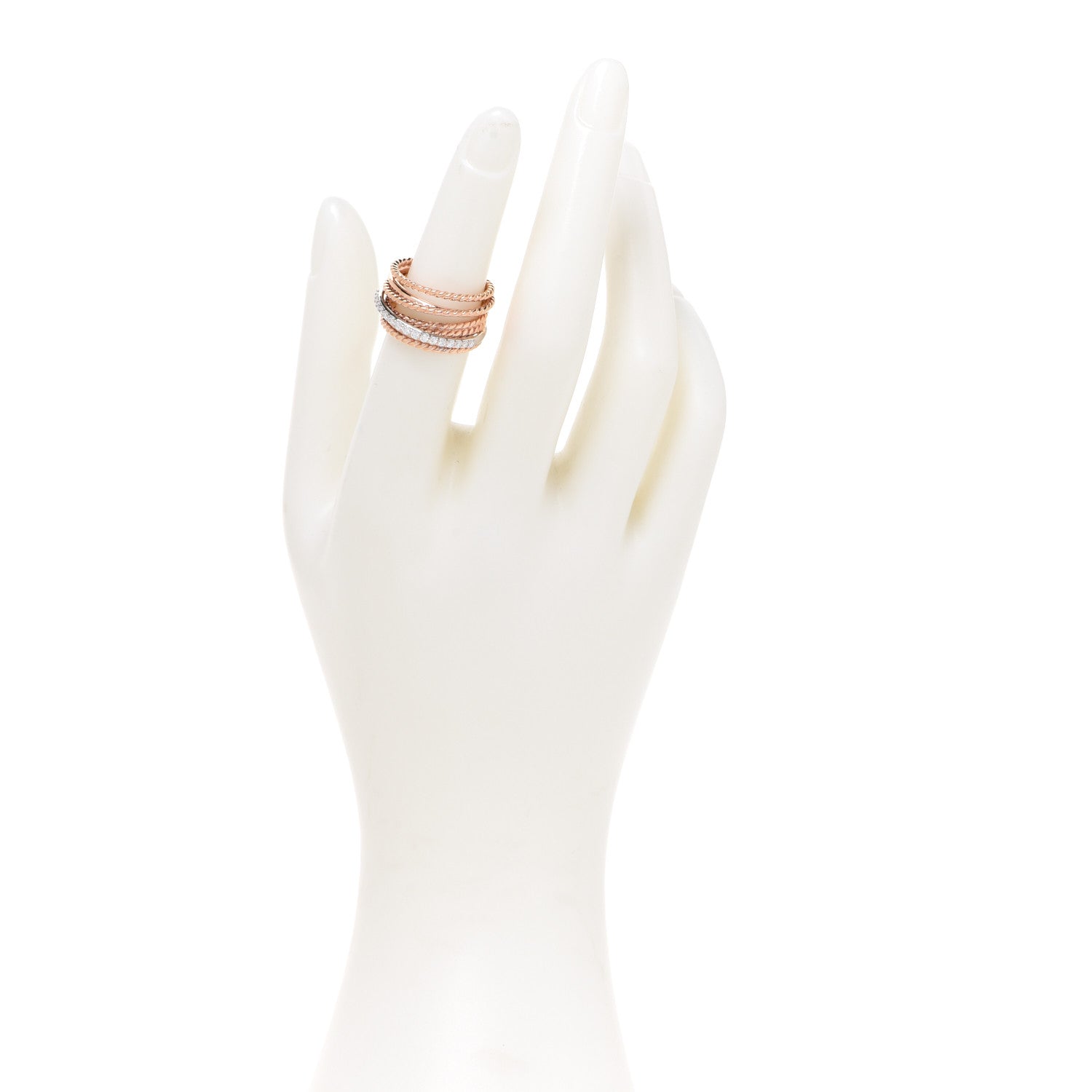 David Yurman 18K Rose White Gold Diamond 12mm Wide Crossover Ring 51 5.75 2 of 4