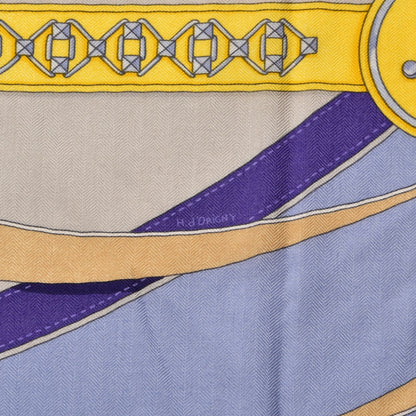 Hermes Cashmere Silk La Promenade Du Matin Shawl 140 Lavande Ciel Jaune 5 of 6
