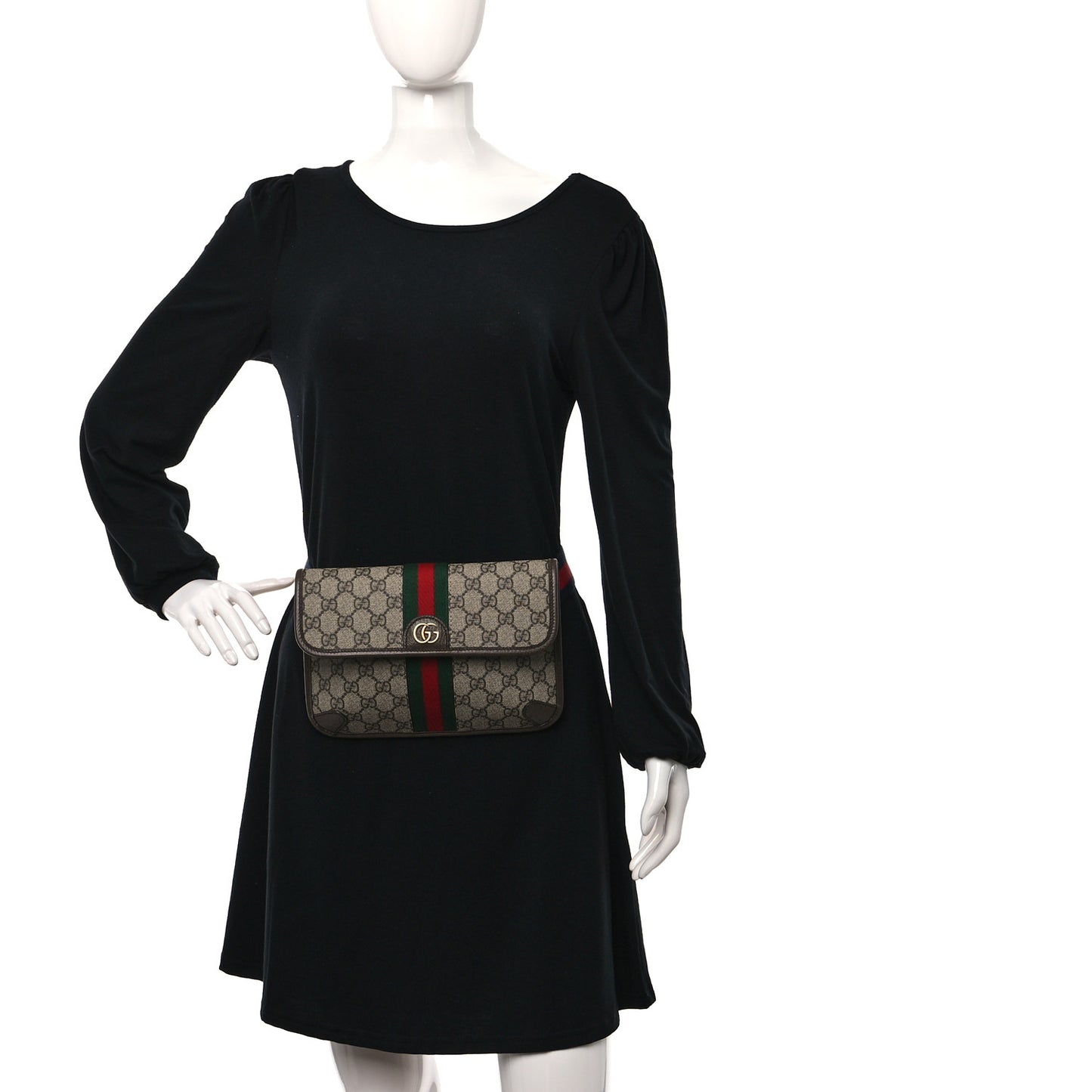 GG Supreme Monogram Web Small Ophidia Belt Bag Brown