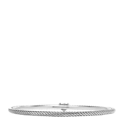 David Yurman Sterling Silver Diamond 3mm Heart Cable Bangle 3 of 5
