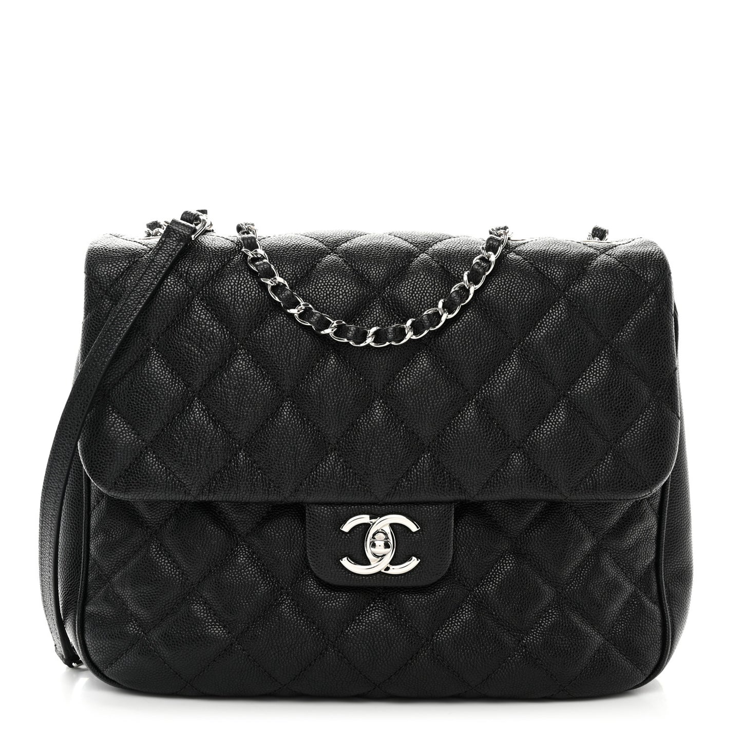 Caviar Quilted Large Urban Companion Flap Black