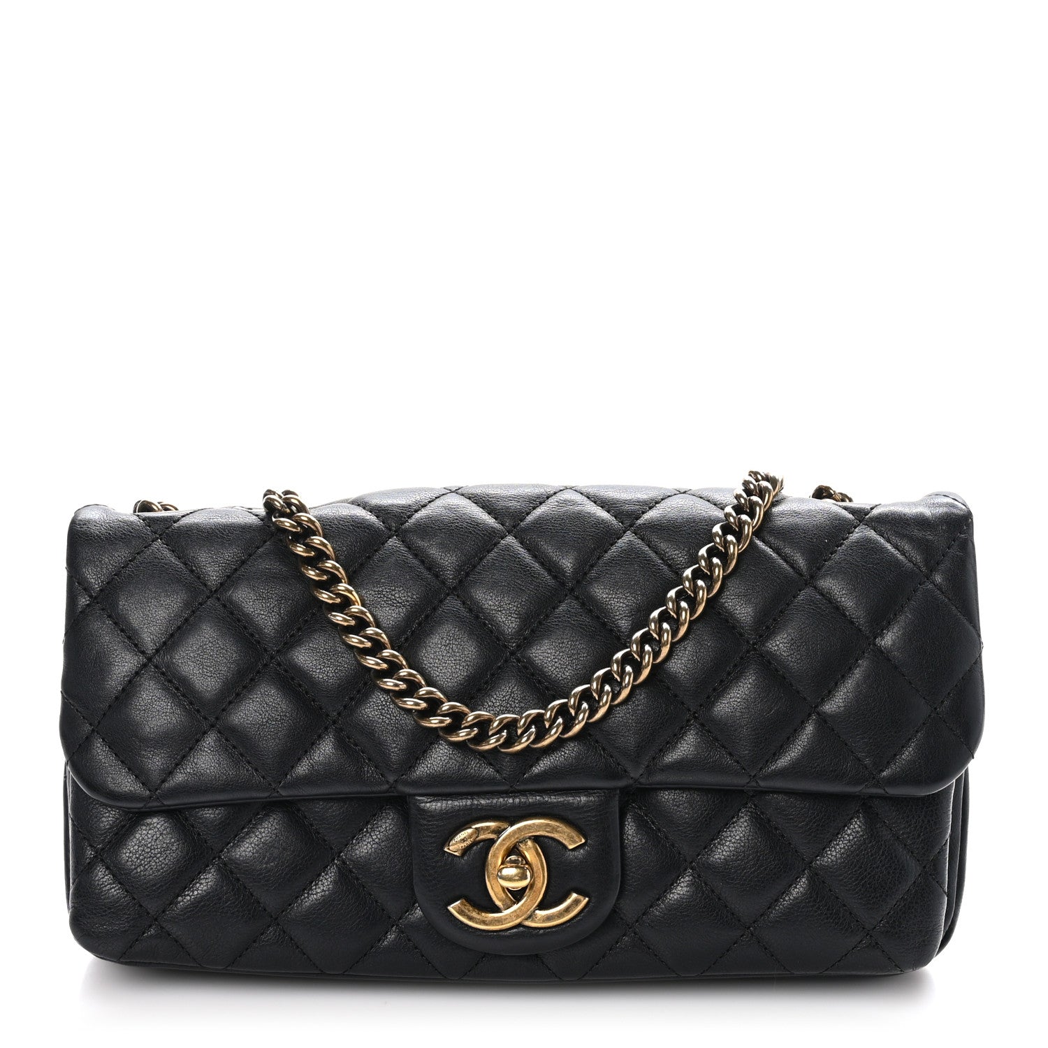 Chanel Calfskin Quilted Medium CC Crown Flap Black 1 of 12