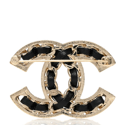Chanel Lambskin Crystal CC Chain Brooch Black Gold 3 of 4