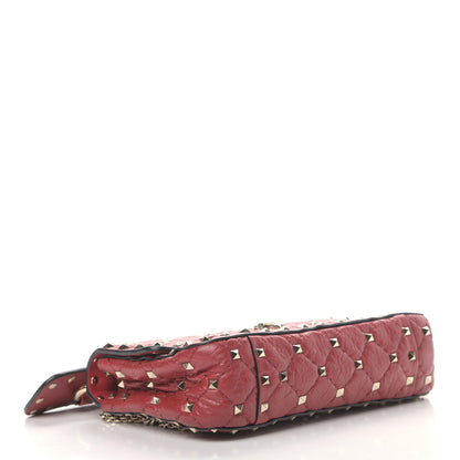 Valentino Garavani Craquele Nappa Small Rockstud Spike Shoulder Bag Red 3 of 6