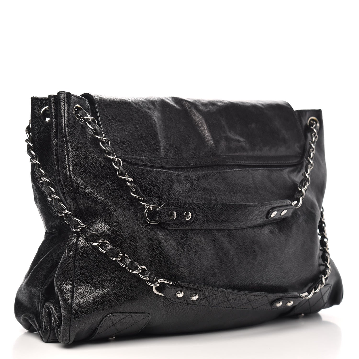 Chanel Glazed Caviar Pocket In The City Tote Black 3 of 11