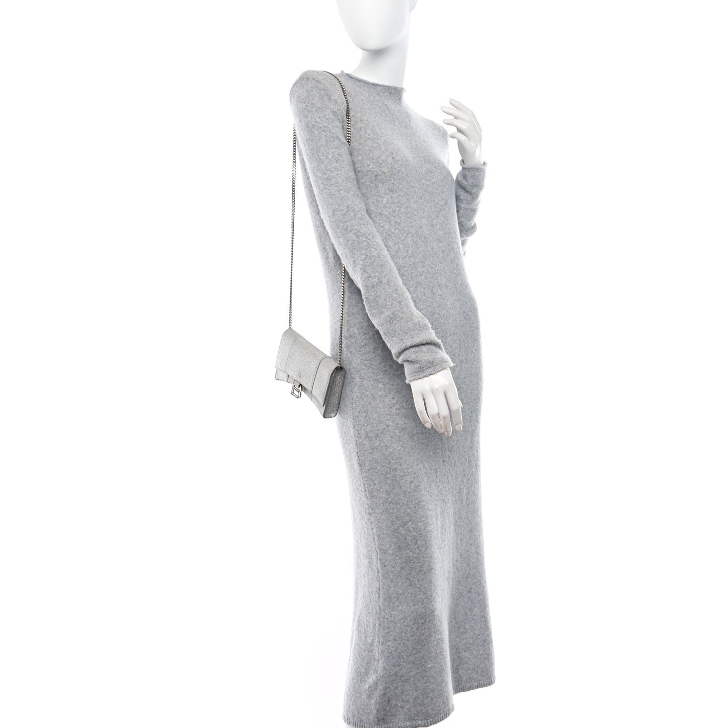 Sparkling Fabric XS Hourglass Wallet On Chain Silver