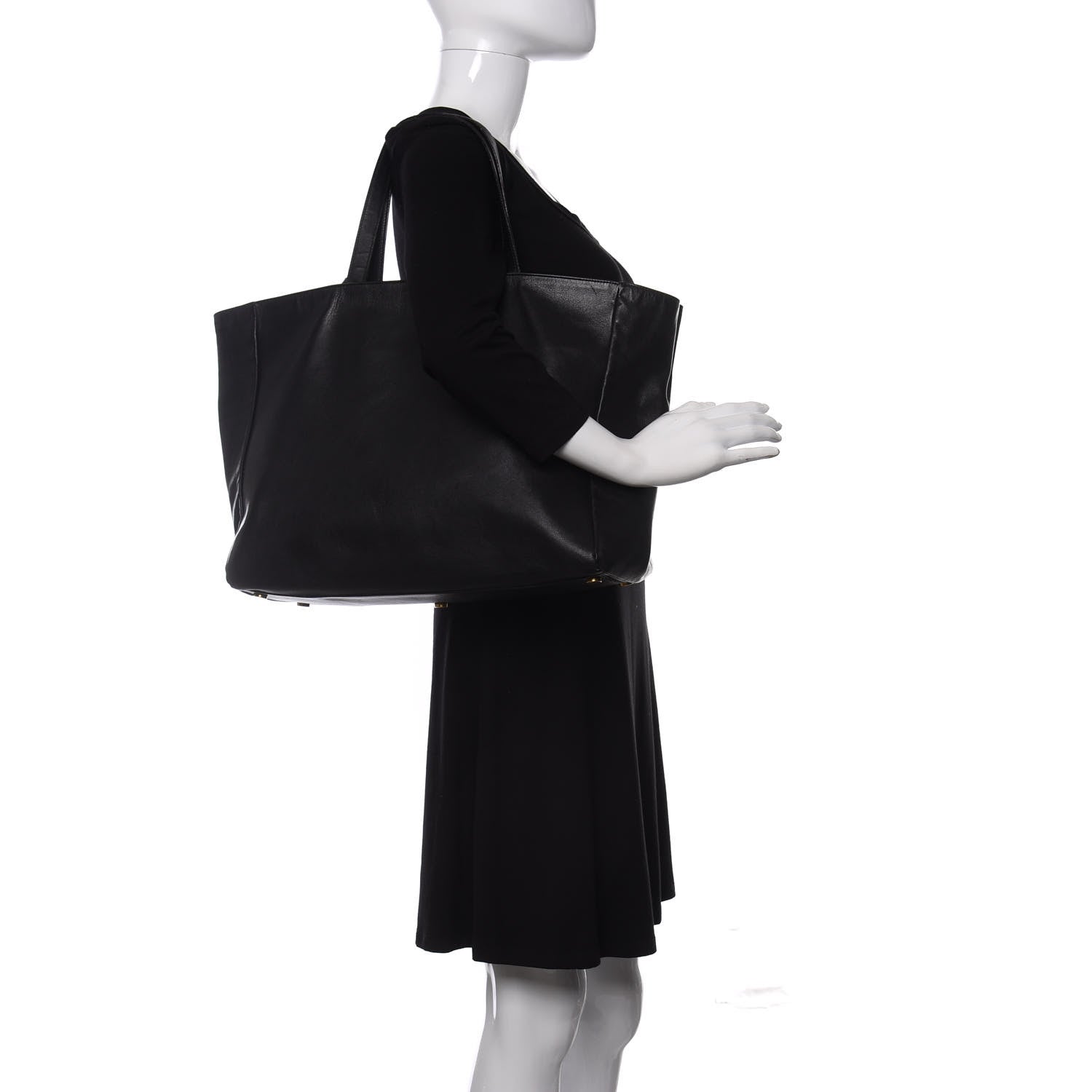 Saint Laurent Calfskin Suede Reversible East West Shopper Tote Black 2 of 20