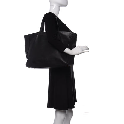 Saint Laurent Calfskin Suede Reversible East West Shopper Tote Black 2 of 20