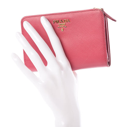 Prada Saffiano Compact Wallet Peonia 2 of 12