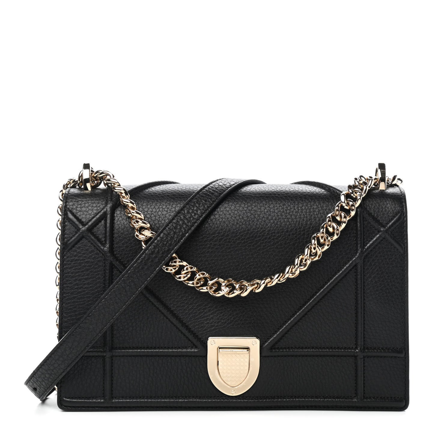 Grained Calfskin Medium Diorama Flap Bag Black