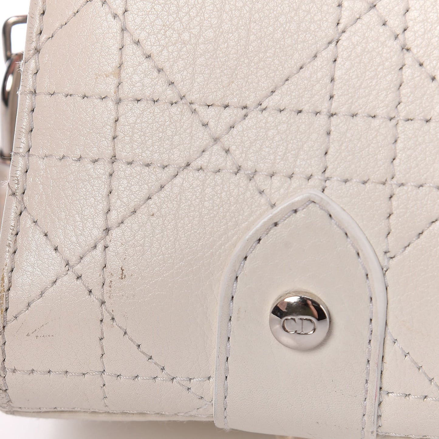 Calfskin Cannage Stitched East West Lady Dior White