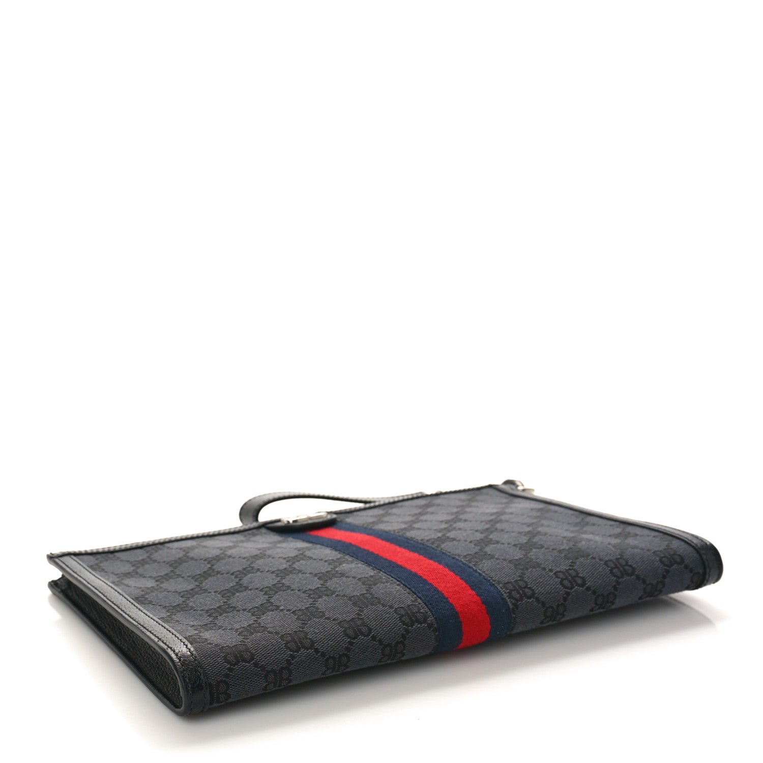 Gucci X BALENCIAGA BB Supreme Monogram Web Ophidia Laptop Pouch Black 4 of 8