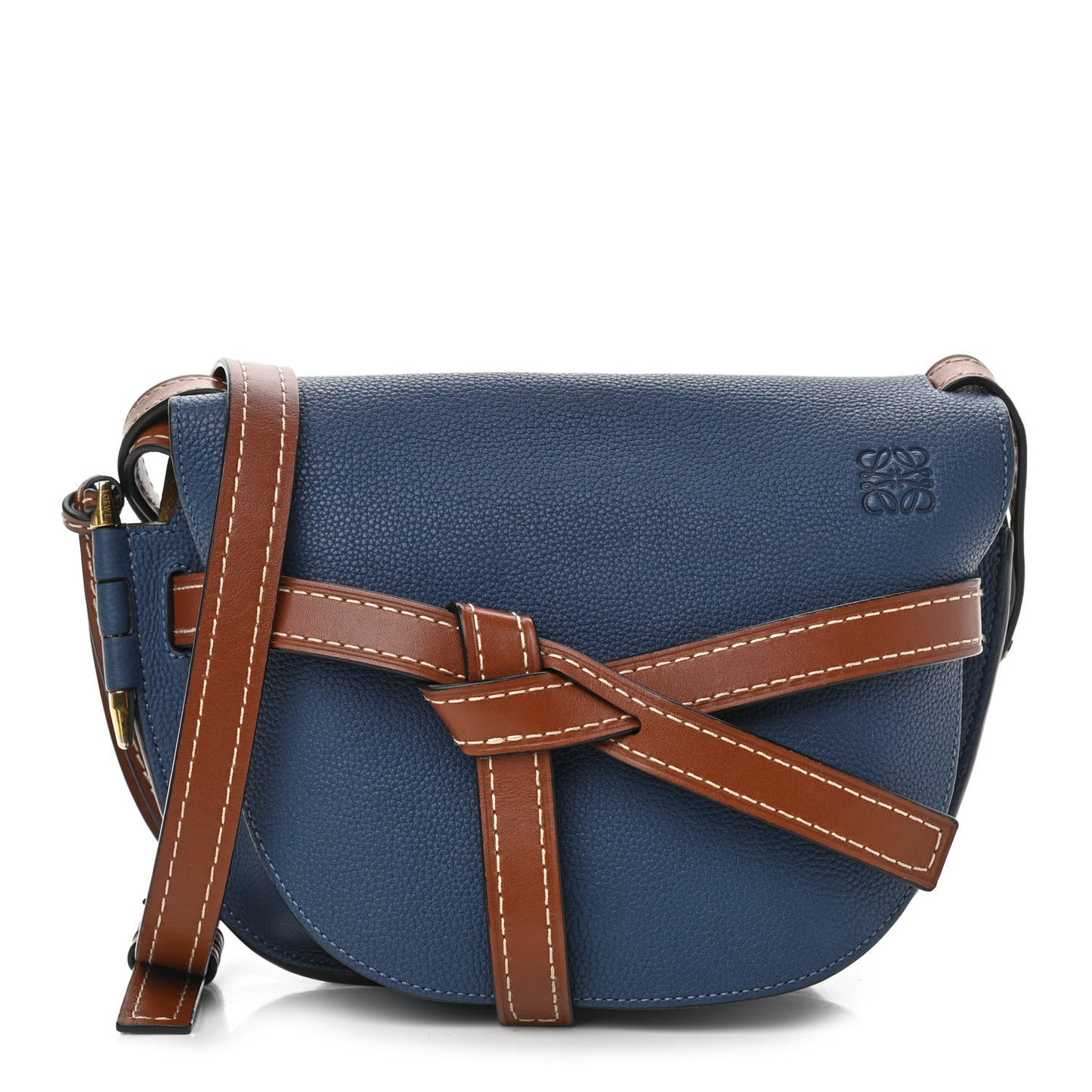 Grained Calfskin Small Gate Crossbody Bag Varsity Pecan
