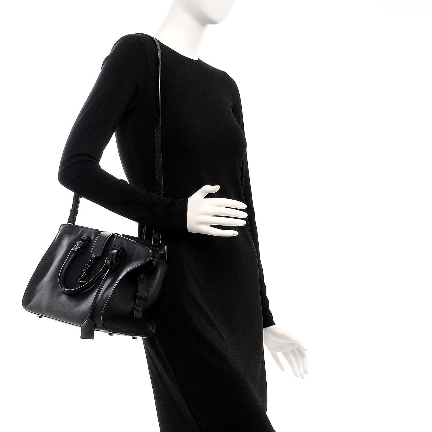 Saint Laurent Smooth Calfskin Small Monogram Cabas Black 2 of 18