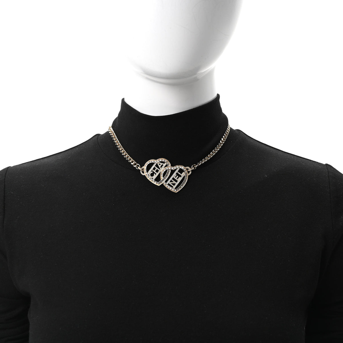 Crystal Logo Heart Choker Gold