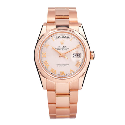 Rolex 18K Everose Gold 36mm Oyster Perpetual Day-Date Watch Sundust Roman 118205 1 of 5