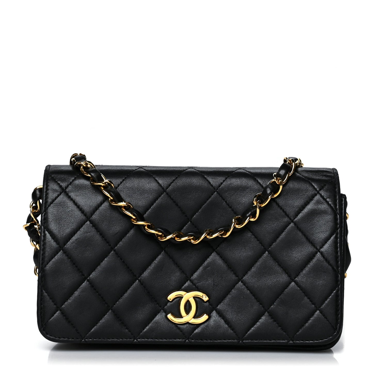 Lambskin Quilted Small Single Flap Black