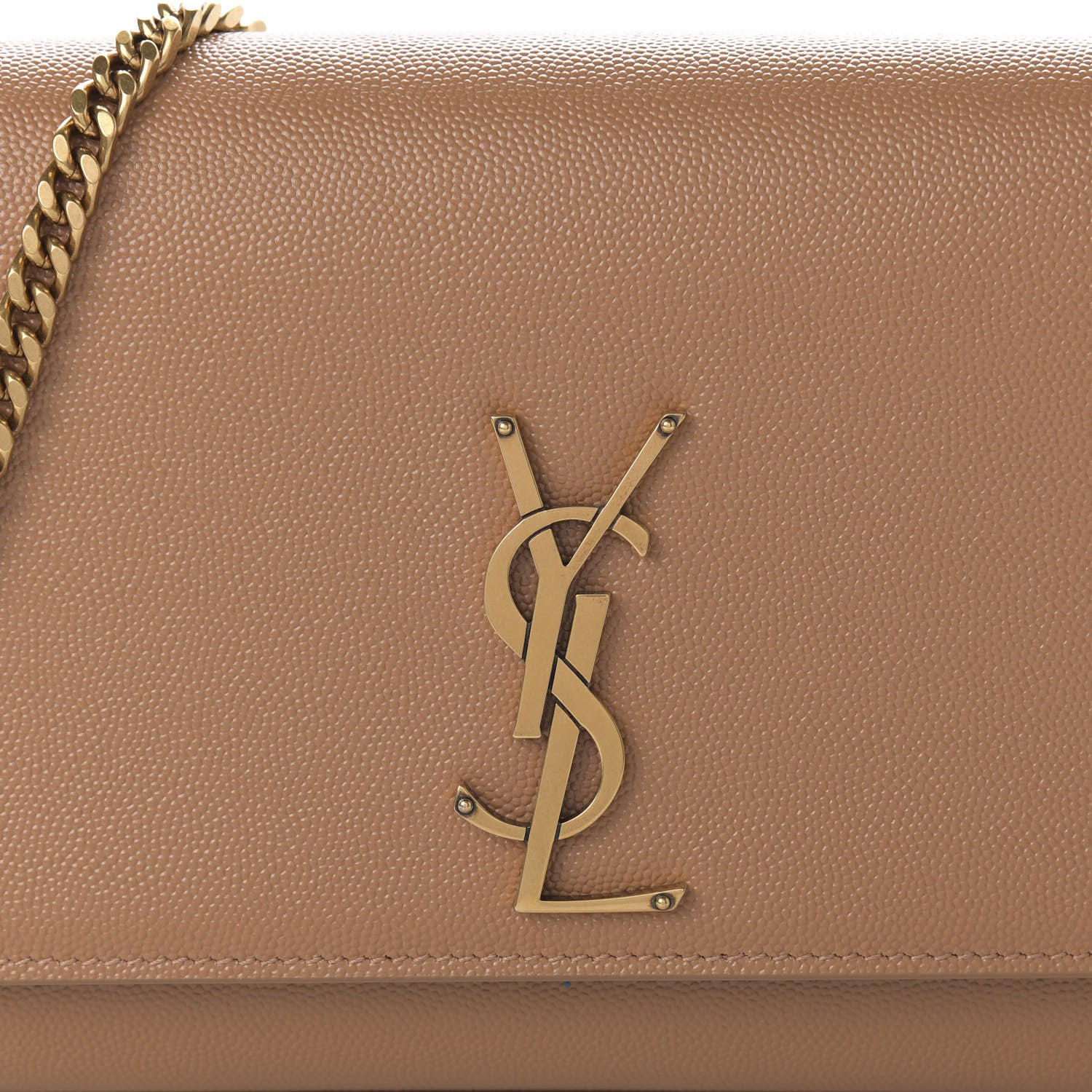 Saint Laurent Grain De Poudre Medium Monogram Kate Satchel Dark Beige 9 of 9