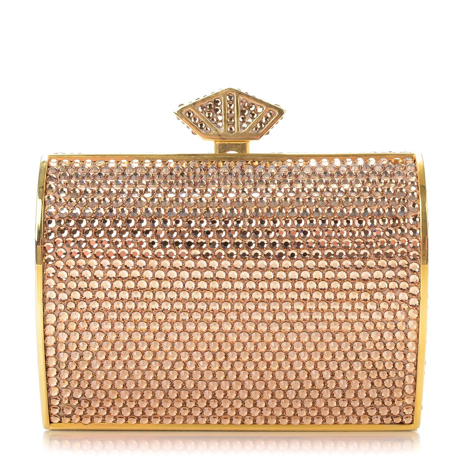 Judith Leiber Swarovski Crystal Minaudière Clutch Gold 1 of 7