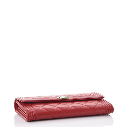 Chanel Lambskin Quilted Boy Flap Wallet Red 4 of 10