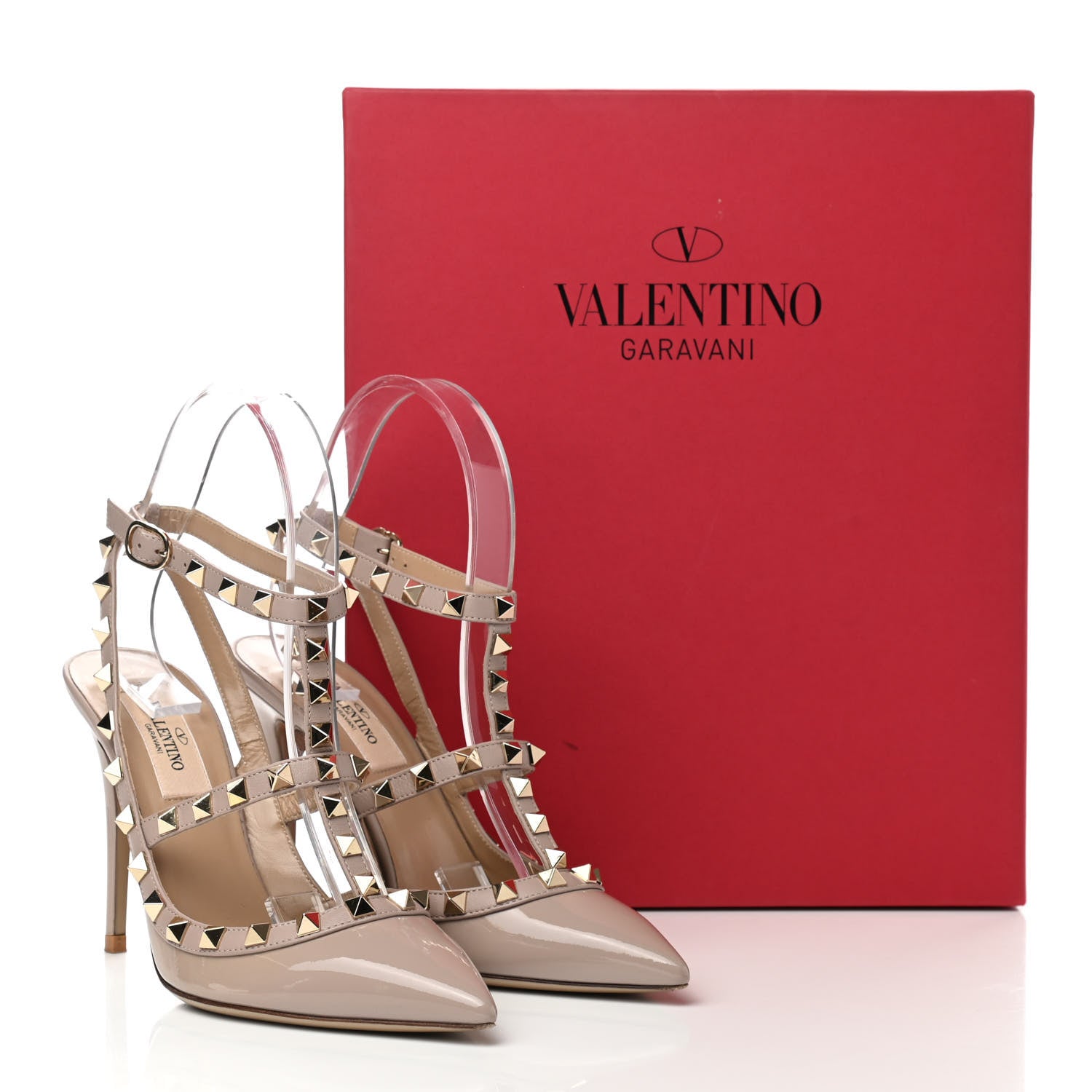Valentino Garavani Patent Rockstud Ankle Strap 100mm Pumps 36 Poudre 10 of 10