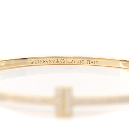 Tiffany 18K Yellow Gold Diamond T Hinged Wire Bangle Bracelet 4 of 4