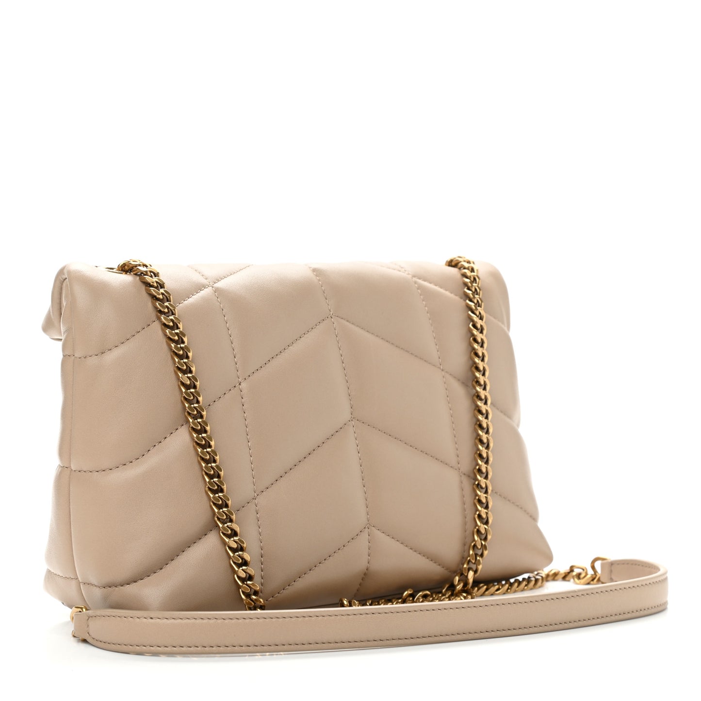 Lambskin Quilted Toy Loulou Puffer Monogram Chain Satchel Nude Powder