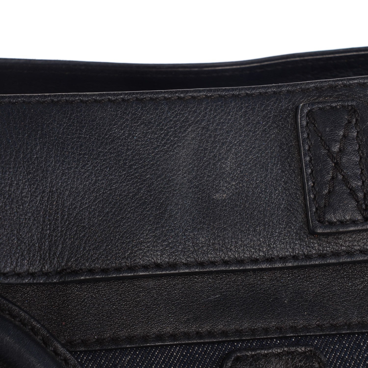 Celine Calfskin Denim Mini Luggage Black Navy 8 of 17
